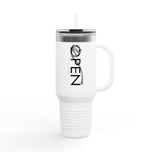 Insulated Travel Mug - 40oz 'OPEN' Design for Adventurers & Coffee Lovers