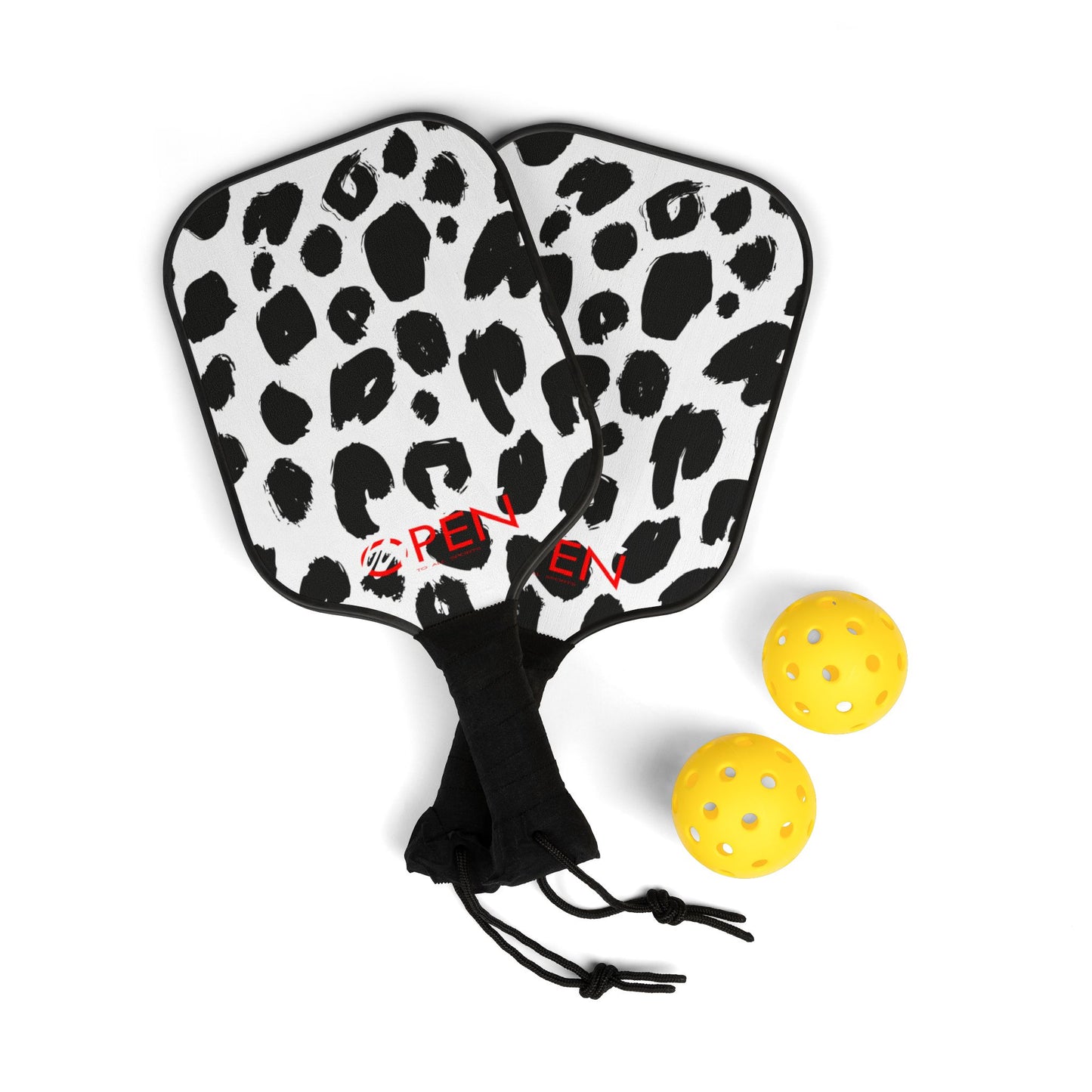 Wild Leopard Print Pickleball Kit - Fun & Stylish Paddle Set with Balls
